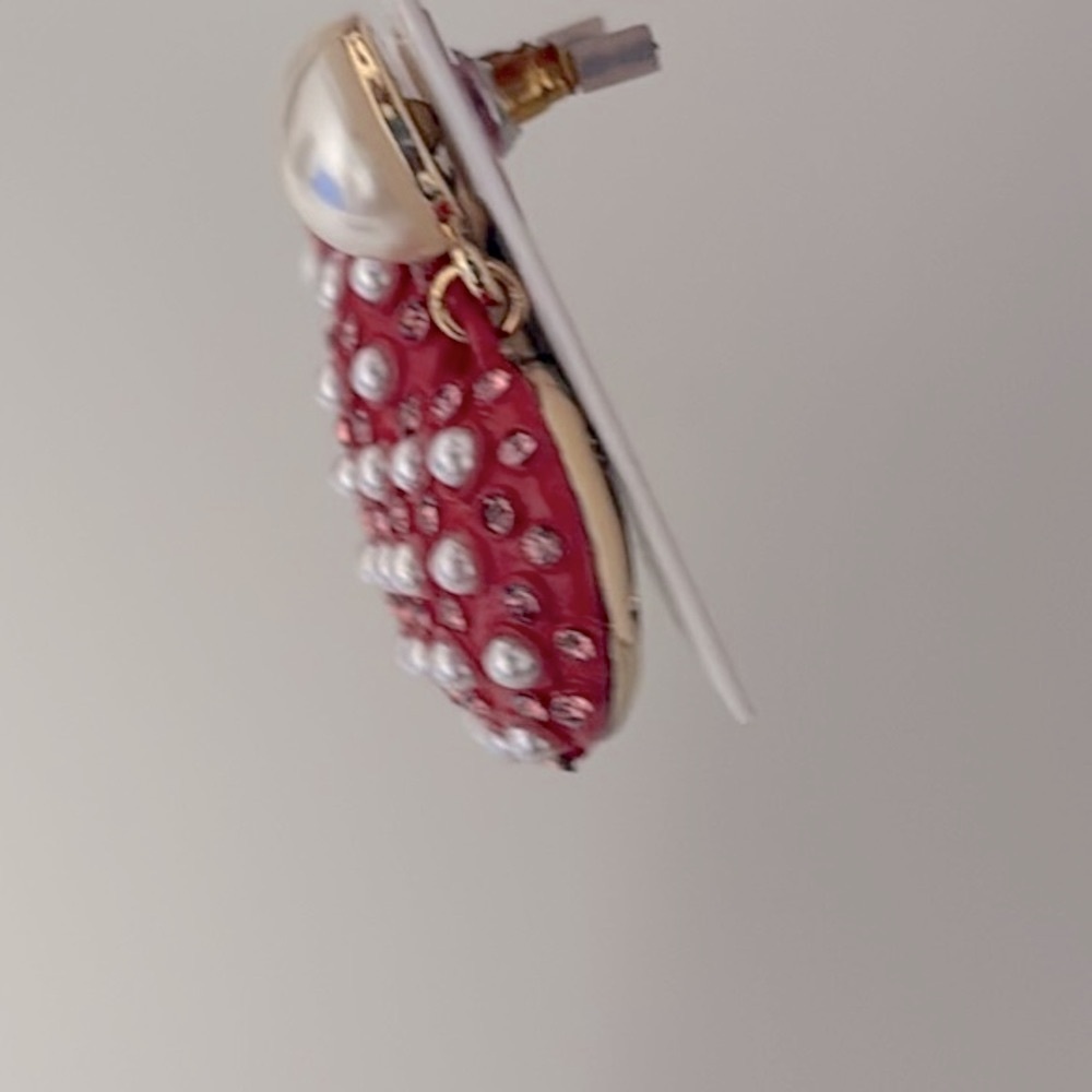 Lot of 2x NWT [Betsey Johnson] XOXO Pearl Heart Statement Earrings & Ring Set - Picture 10 of 15